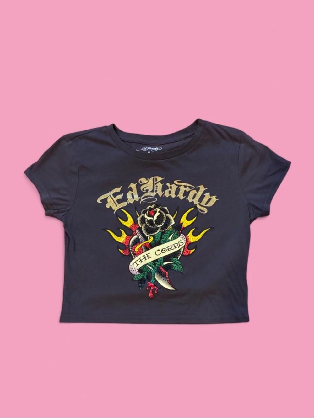 🕸️Ed Hardy black cropped baby tee🕸️